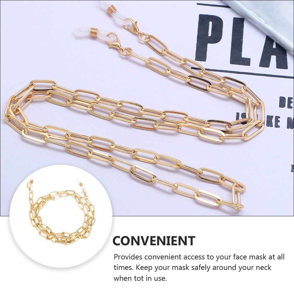 Gold Paperclip Link Glasses Ch - Mask Chain Holder recension och pris
